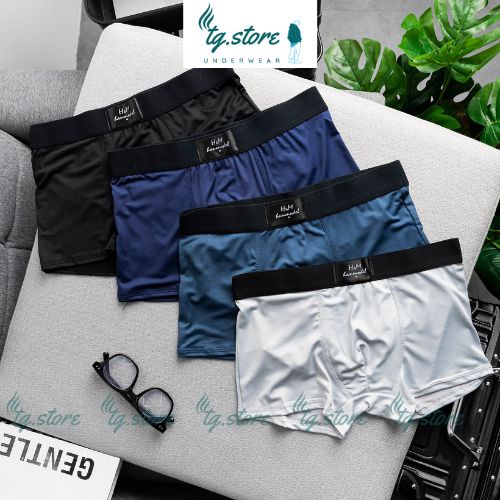 Quần Lót Nam Boxer Cao Cấp Hàng Xuất Xịn Combo 4 Cái H&amp;M, Quần Sịp Nam Thun Lạnh Co Dãn 4 Chiều.