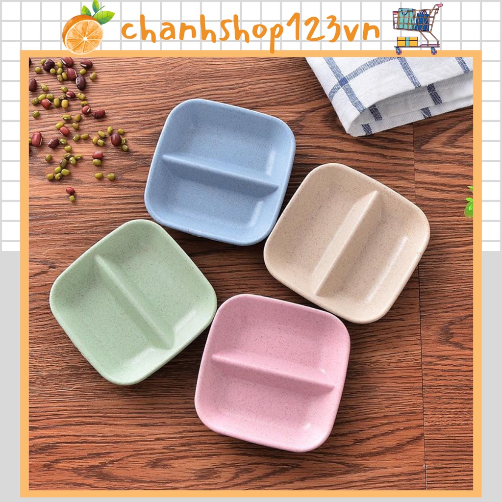 Đĩa đựng gia vị 1 ngăn 2 ngăn cao cấp, chén bát nhỏ đựng nước mắm chấm đồ ăn làm bằng lúa mạch - 10158