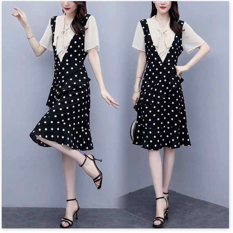 ĐẦM NỮ CHẤM BI FORM RỘNG GIẤU BỤNG CỰC HOT HHP