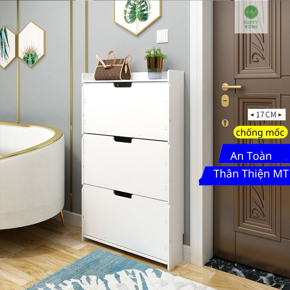 Tủ Giày Thông Minh 3 Tầng 1 Lớp Cánh Kín Chất Liệu Gỗ Nhựa Chịu Lực Chống Nước Chống Mốc