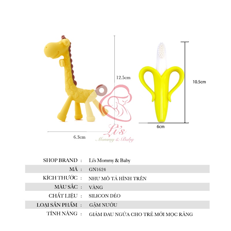 Gặm nướu hươu chuối silicon mềm mại cao cấp giảm đau ngứa cho trẻ mới mọc răng an toàn cho bé Mã GN1624