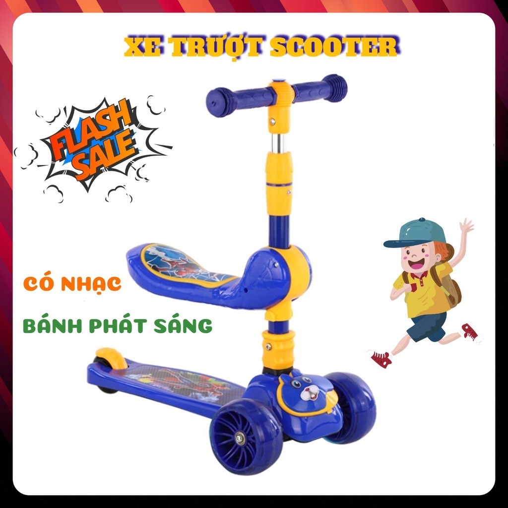 XE TRƯỢT SCOOTER THĂNG BẰNG 3 BÁNH PHÁT SÁNG CÓ GHẾ NGỒI CÓ NHẠC