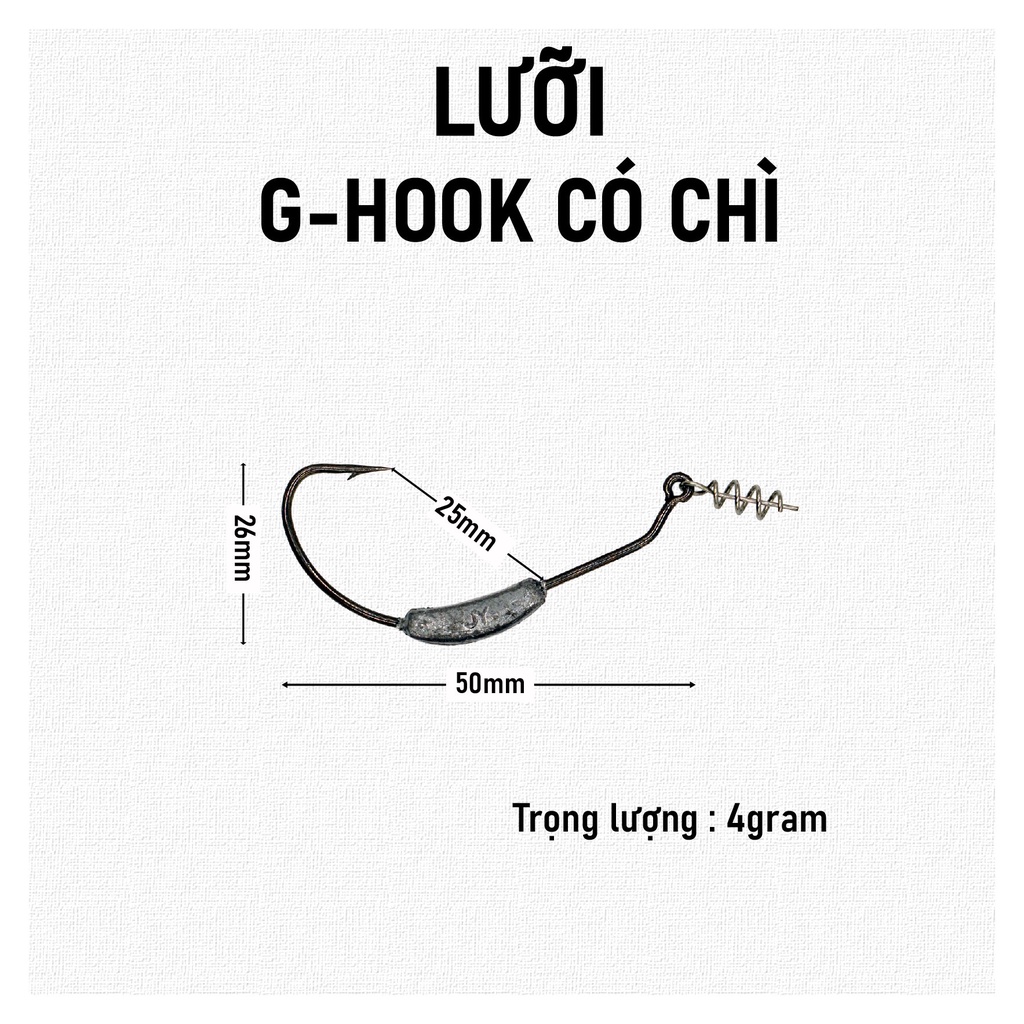 LƯỠI G-HOOK CÓ CHÌ - LƯỠI CÂU CÁ MỒI MỀM