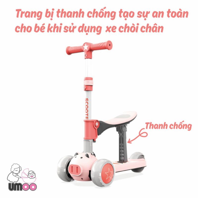 [CHÍNH HÃNG POMO] XE CHÒI SCOOTER HEO 2021