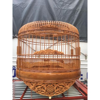 Lồng chim cu gáy chạm đục Rồng sắc nét nhiều mẫu chất liệu tre già xử lý mối mọt tặng đủ phụ kiện