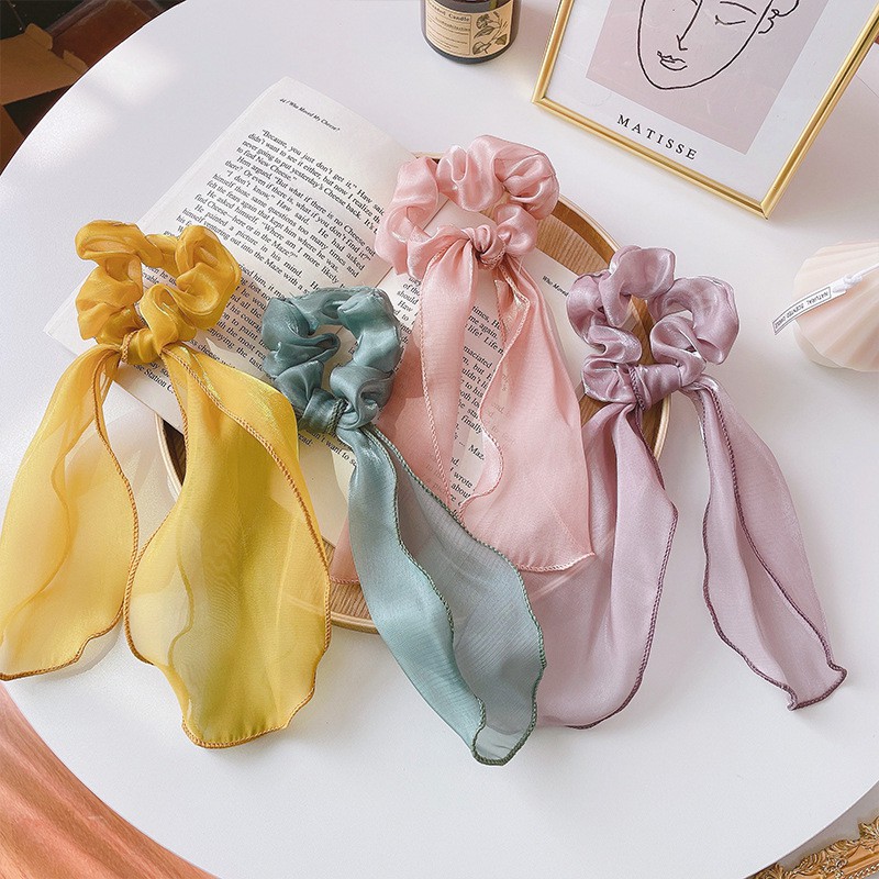 Scrunchies cột nơ vải voan bóng S42