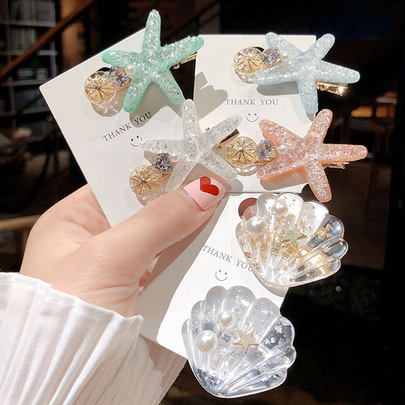 Kẹp Tóc Nữ Trong Suốt Hình Sao Biển / Vỏ Sò