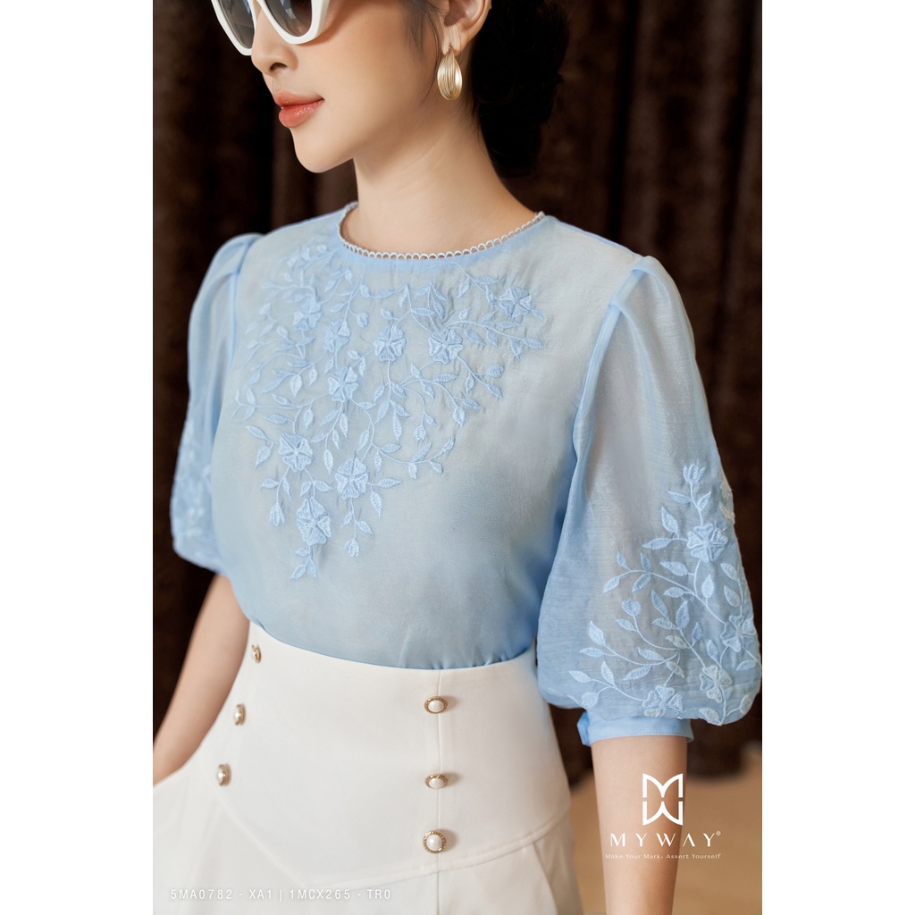 Áo Sơ MI Nữ Tay Lỡ MY WAY Công Sở Thêu Hoa Sang Trọng 5MA0782
