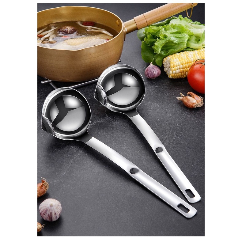 Muôi muỗng canh lọc dầu mỡ Inox , thìa vá múc canh bảo vệ sức khỏe