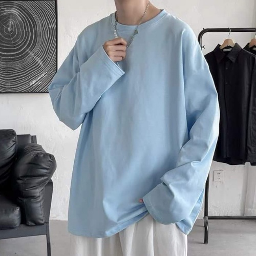 Áo thun dài tay nam nữ form rộng Unisex 23TH cổ tròn màu trắng đen be xanh áo thu đông tay dài trơn phong cách Hàn Quốc.