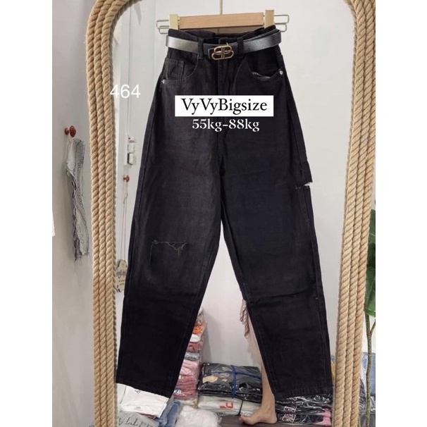 [Bigsize 30-36]Quần Baggy Jean Rách 1 Đùi, 3 Màu Đen Xanh Nhạt/Đậm