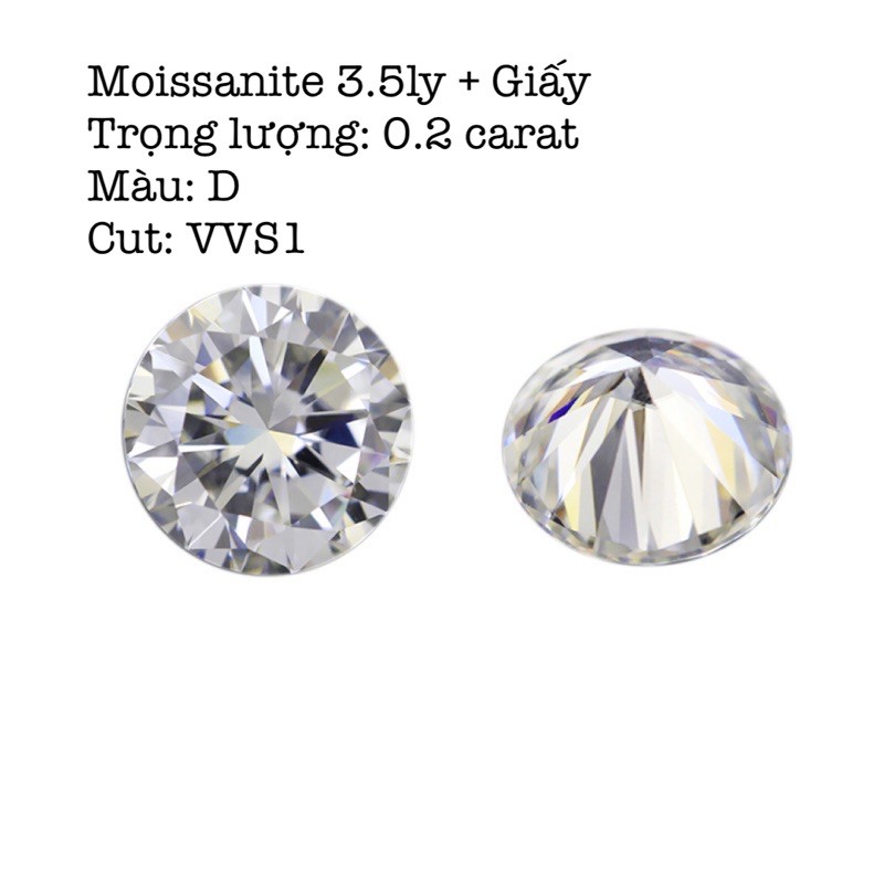 Kim cương nhân tạo Moissanite 3.5ly + Giấy