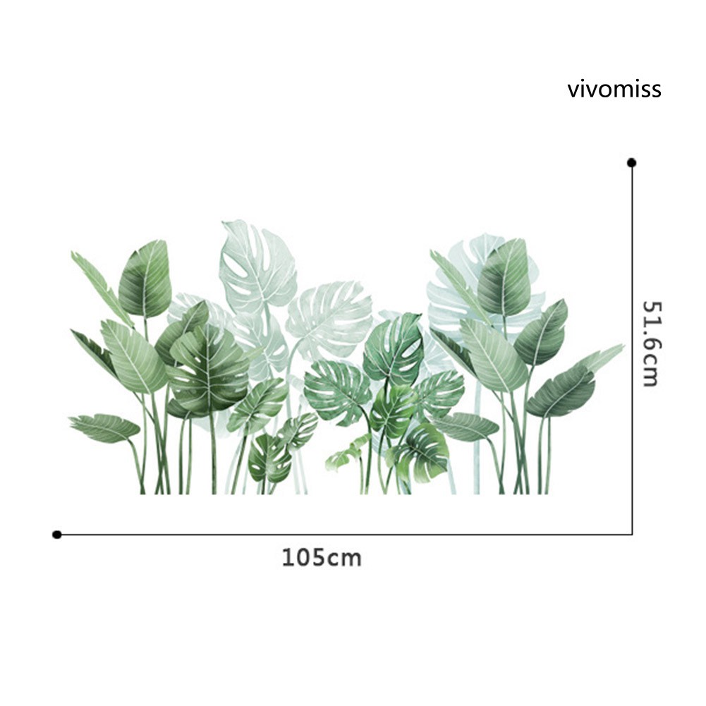 Miếng Dán Tường Trang Trí Phòng Khách Hình Lá Monstera DIY