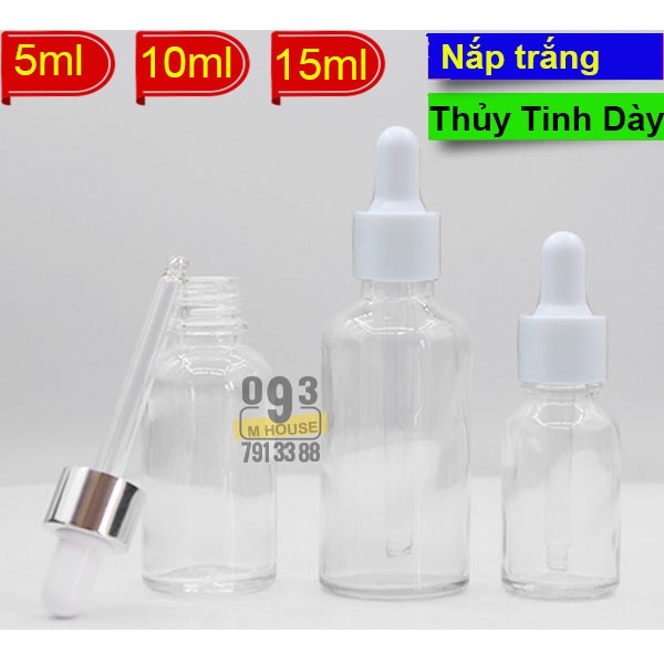 Combo 3 Hủ Chai Mini Có Nắp Lót Chiết Mỹ Phẩm Thủy Tinh Kem Dưỡng Serum 5ml/10ml/15ml 5g/10g/15g