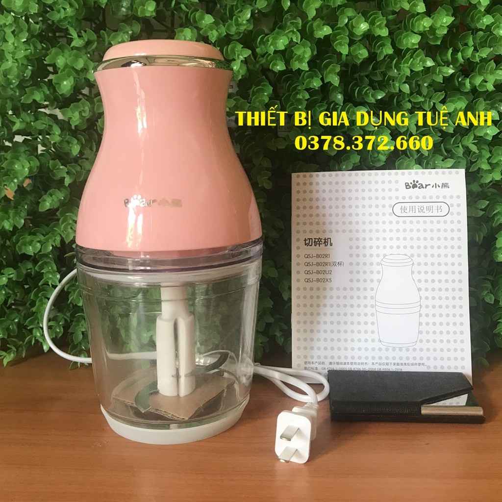 Máy xay đa năng BEAR 0.6 lít - xay đồ ăn dặm cho bé - Công suất 200W, cối thủy tinh, 03 lưỡi dao xoay