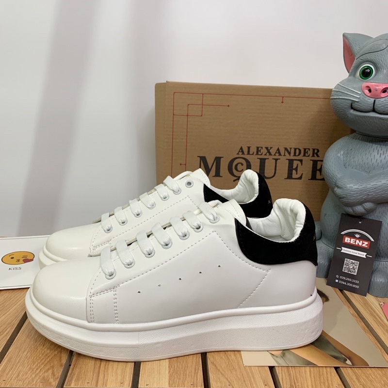 Giày thể thao sneakers M.C trắng gót đen nam nữ tăng chiều cao 5 phân êm chân B 111