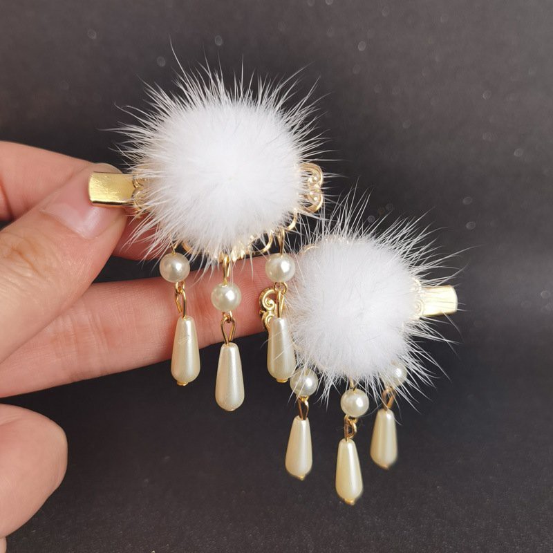 ( 1 chiếc ) Cài tóc kẹp BÔNG TRẮNG BA HẠT phụ kiện phong cách cổ trang xinh xắn dễ thương