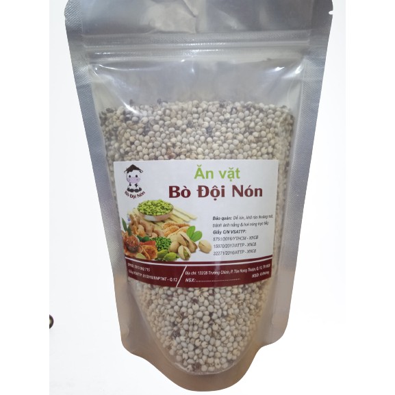 500g Hạt bo bo trắng làm thức ăn cho thú cưng vật nuôi hamster, vẹt, chim... - thương hiệu BÒ ĐỘI NÓN