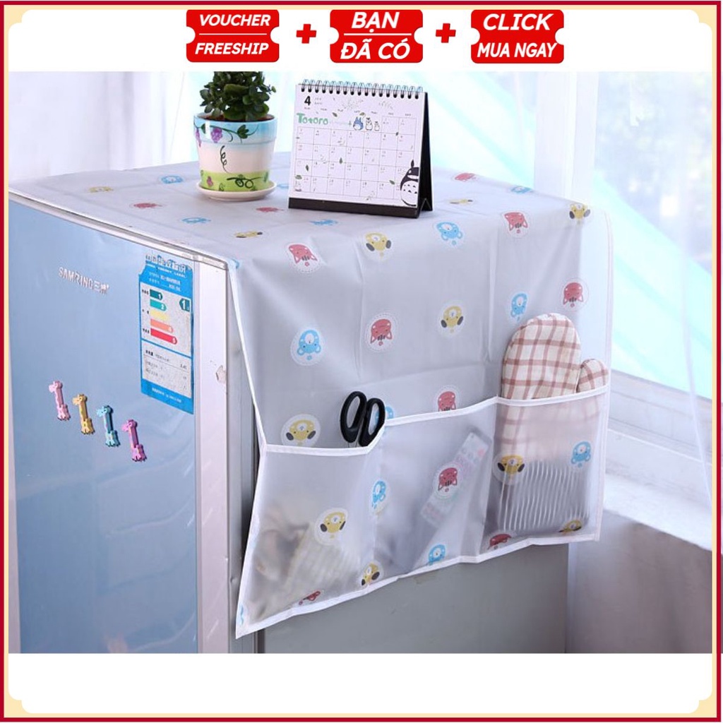 #Tấm Che Phủ Tủ Lạnh Kiểu Mới SMART HOME - Có Ngăn Để Đồ Tiện Lợi US04233