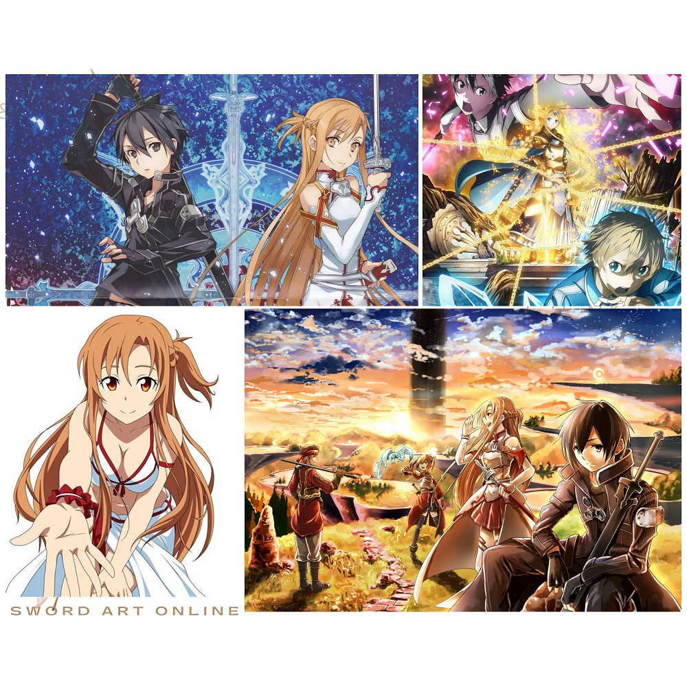 Postcard Sword Art Online có dán sticker in hình anime - Quà Tặng