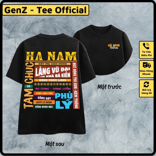Áo Thun Local Brand Tỉnh Hà Nam, Áo 63 Tỉnh Thành Nam Nữ Form Rộng Unisex Genz Cá Tính