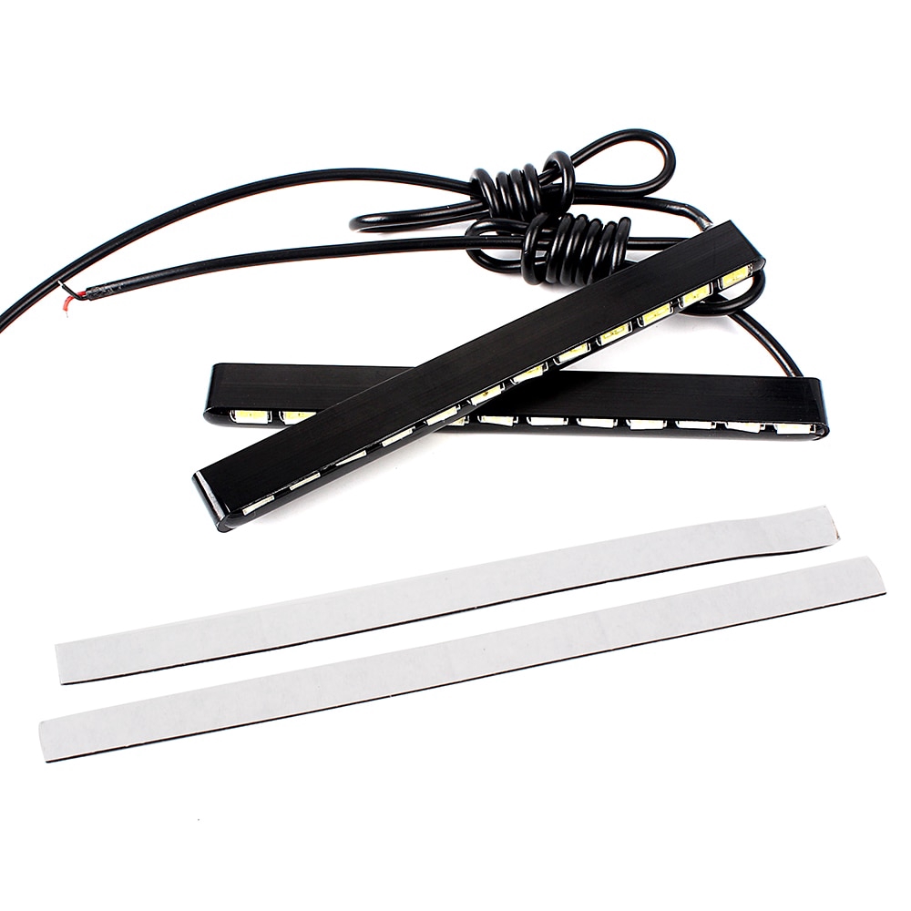 2 Dây Đèn Led 12 Bóng Chip SMD DRL 7030 Tạo Hiệu Ứng Ban Ngày Cho Xe Hơi