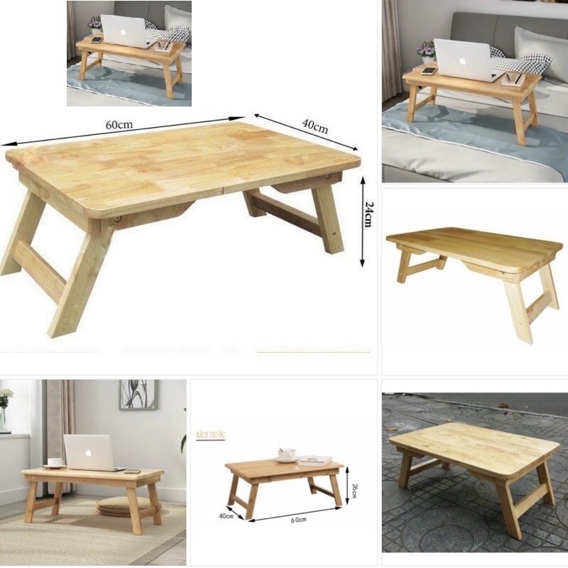Bàn học, bàn làm việc gấp gọn gỗ thông tự nhiên kích thước 45 x 65cm siêu chắc