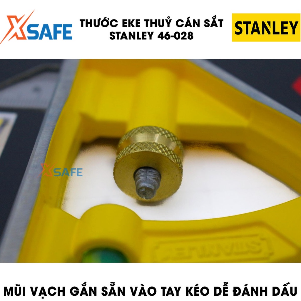 Thước eke thuỷ STANLEY vạch chia rõ ràng Thước ê ke Stanley lưỡi thước phủ lớp Crom, mũi vạch gắn vào tay kéo