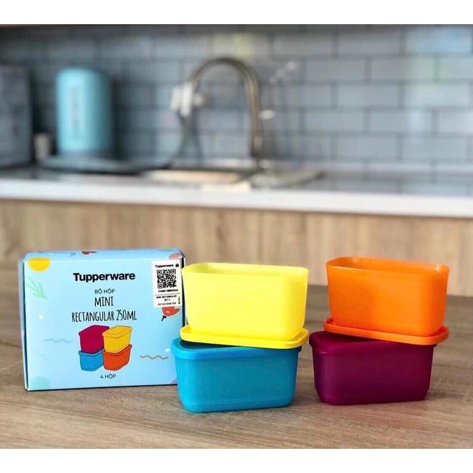 Bộ hộp Mini Rectangular 250ML  Tupperware - Kín khí - Nhựa nguyên sinh an toàn 100% - Bảo hành trọn đời