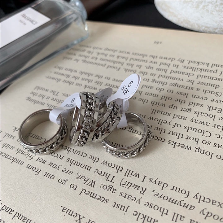 Nhẫn bảy lớp kiểu xích có thể xoay vòng thời trang