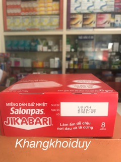 Miếng dán giữ nhiệt Salonpas ( 8 miếng/hộp)