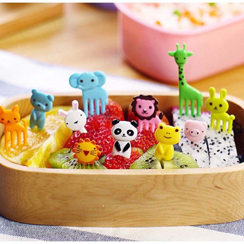 【YKN】10pcs Cute Bento Food Pick Fork