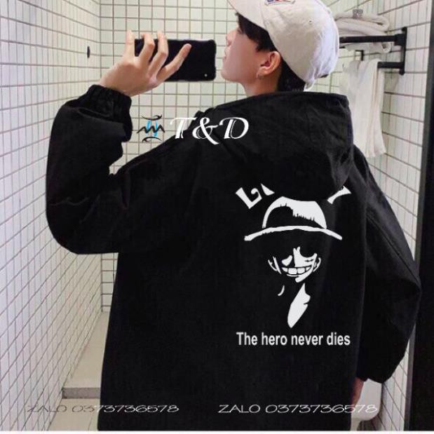 [ RẺ VÔ ĐỊCH ]  Áo khoác dù phản quang bạc Luffy one piece never die nam nữ form <80kg ảnh thật chât