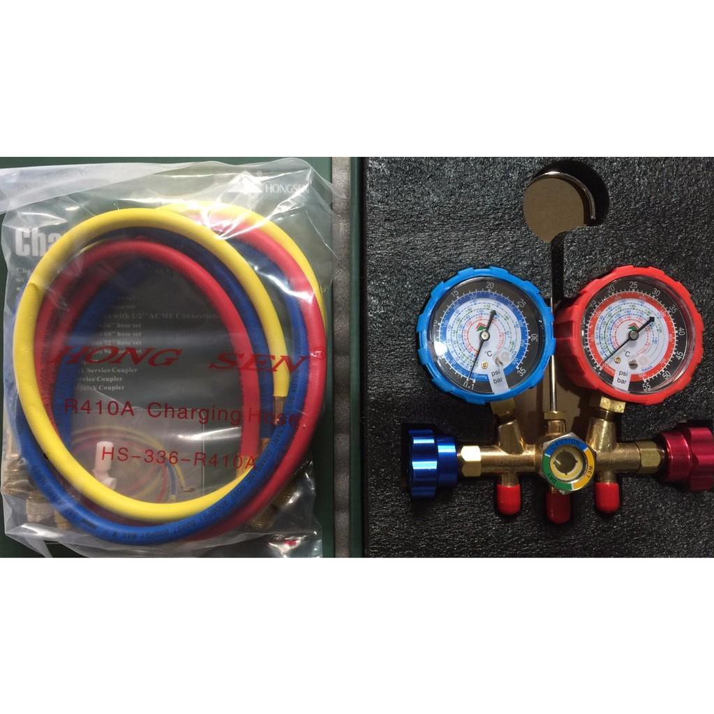 Bộ đồng hồ đo gas đôi hãng Hongsen kèm dây HS-536C HS-536G-410A (chọn đúng loại khi đặt hàng)