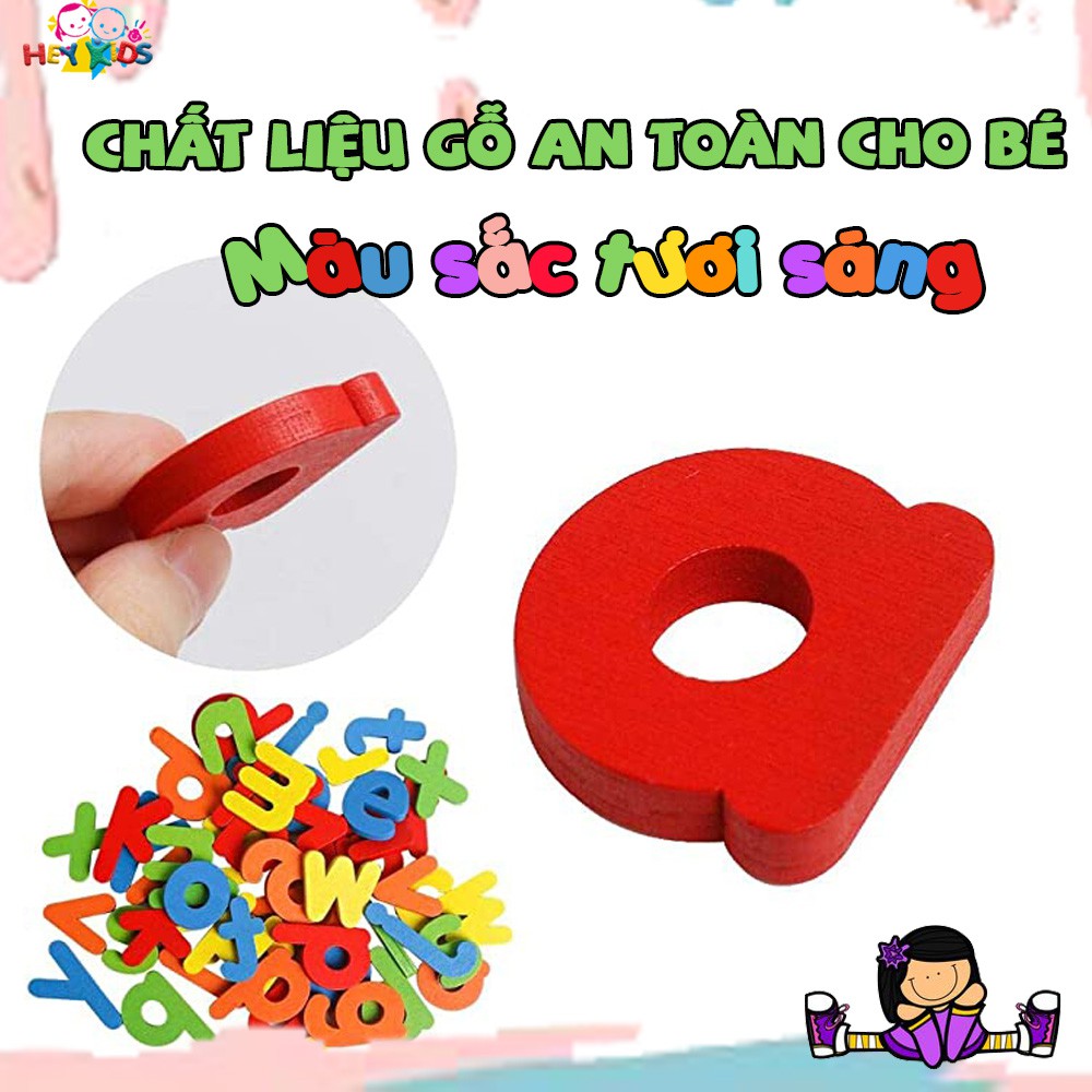 SPELLING GAME, đồ chơi tập đánh vần Tiếng Anh, cho bé học tiếng anh, bằng gỗ, 52 thẻ học ghép chữ, tha hồ sáng tạo