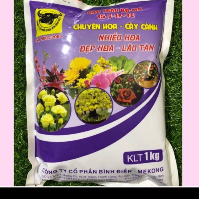 PHÂN BÓN TAN CHẬM ĐẦU TRÂU 15-7-17+TE (Dưỡng Hoa Lâu Tàn - túi 1kg)