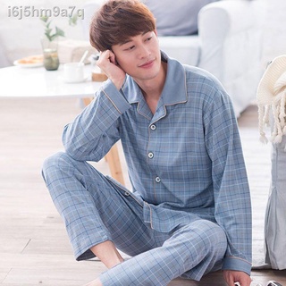 ( Sẵn)Đồ ngủ của nam giới mùa xuân và thu các mẫu cotton dài tay mặc nhà đông bộ mỏng