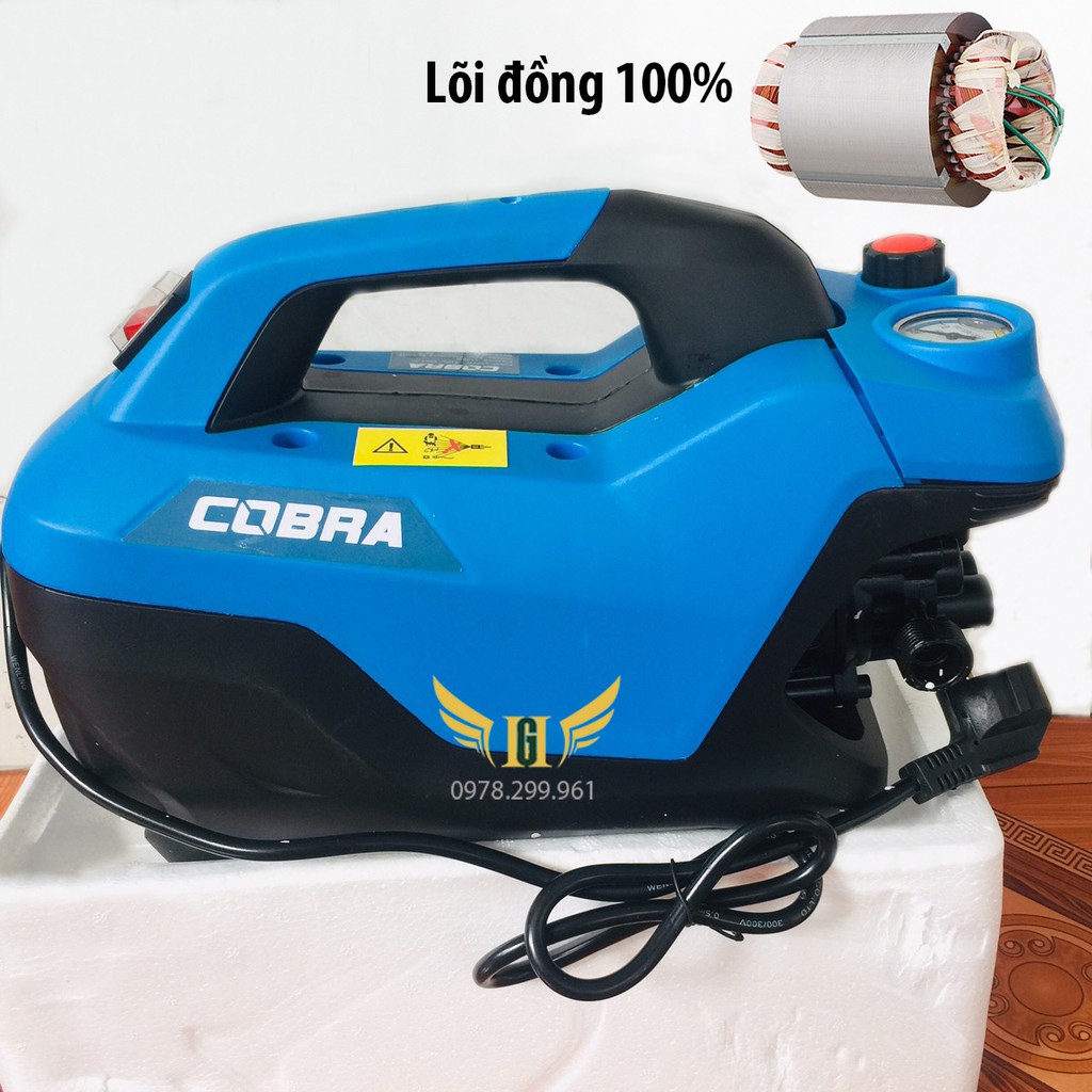 [CÓ CHỈNH ÁP] Máy Rửa Xe Mini Gia Đình COBRA Áp Lực Cao - Công Suất Mạnh 2500W - BH 12 Tháng