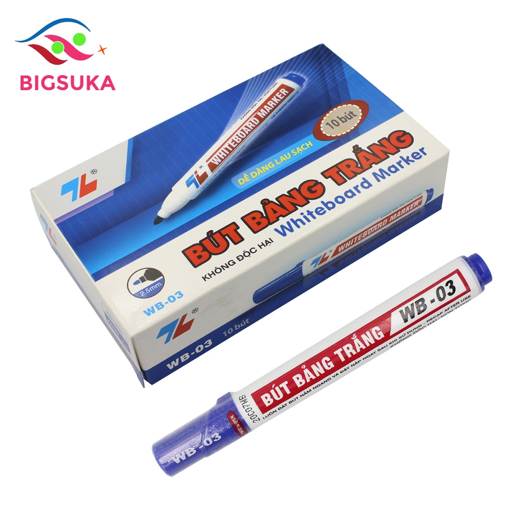 Bút lông bảng trắng Thiên Long nhiều màu WB-03 [Hộp 10 cây] BIGSUKA