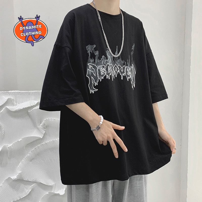Áo Thun Nam Ngắn Tay Cổ Tròn In Chữ Phong Cách Hip hop Thời Trang Size M-5XL