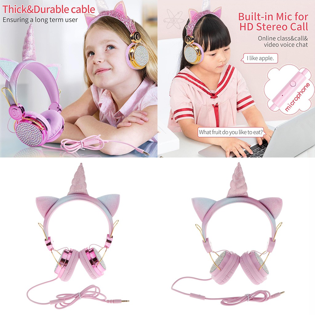 Tai Nghe Chụp Tai Có Mic Hình Unicorn Dễ Thương Cho Bé Gái Bubb Shop61