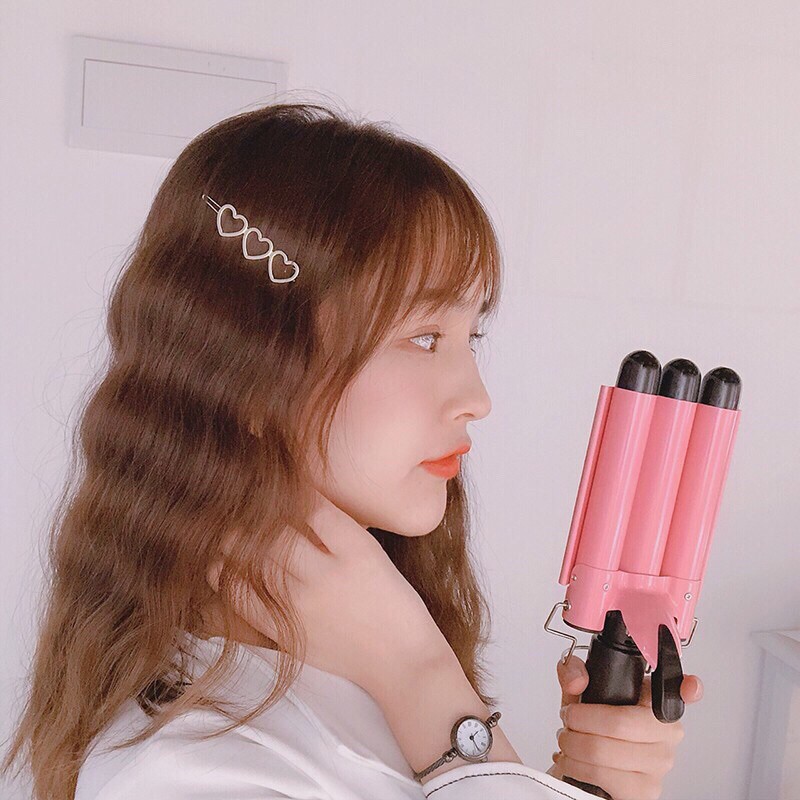 Máy Uốn Tóc Sóng 3 trục Hair Curler ichibai Vàng,hồng,đen ( có size 22-25-28mm )