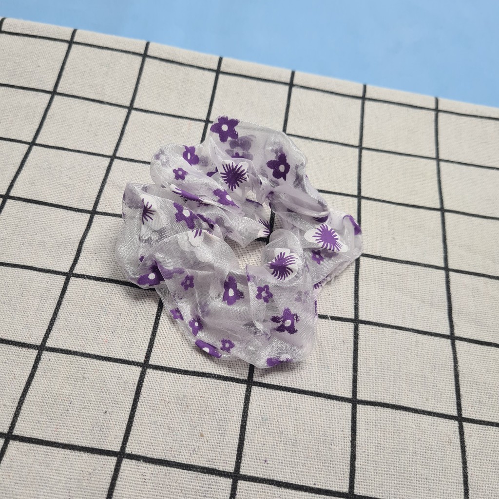Cột tóc Vải Scrunchies hoa