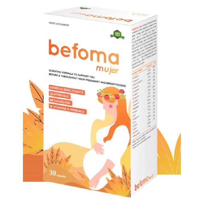 Sắt, acid folic và vitamin khoáng chất cho mẹ bầu Befoma  mujer hộp 30 viên