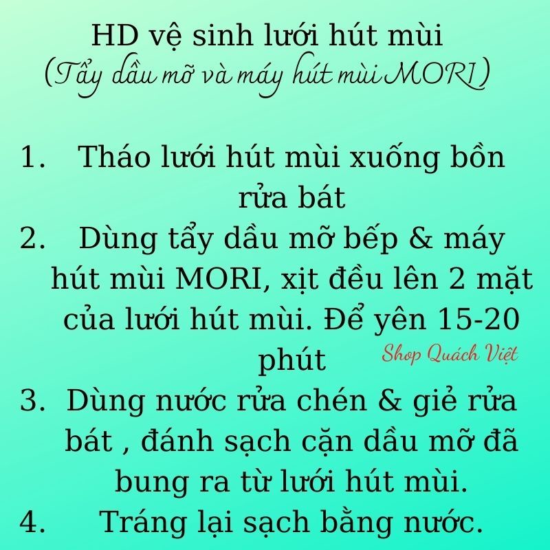 Tẩy dầu mỡ bếp và tẩy dầu mỡ máy hút mùi MORI, tẩy dầu mỡ siêu sạch, chai 620ml