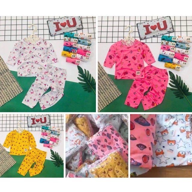 Combo 5 Bộ hè thu cotton 2 c hình thú dài tay