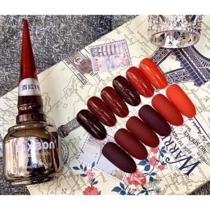 Sơn gel Mxbon chính hãng tone đỏ 6 màu tôn da, chất gel đậm đặc lên chuẩn màu