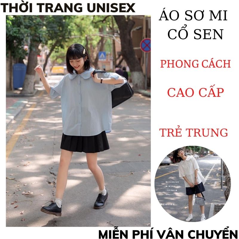 Áo sơ mi nữ cổ sen Phong cách hàn quốc Áo kiểu nữ tay lỡ cổ sen - Hàng thiết kế, chất vải đẹp ,ulzzang THỜI TRANG 1989