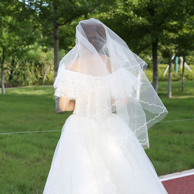Khăn vải voan trùm đầu cô dâu màu trắng phong cách thời trang sang trọng tinh tế