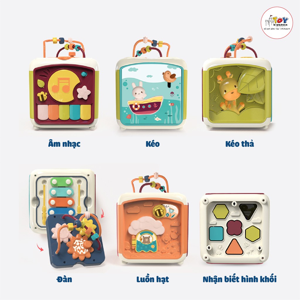 Đồ Chơi Âm Nhạc 6 Mặt Nhạc Tiếng Anh Woa Toys Có Đàn, Trống, Thả Hình Khối Dành Cho Bé từ 6 Tháng